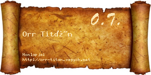 Orr Titán névjegykártya